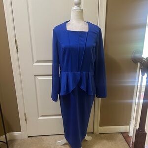Elegant Blue Peplum Dress